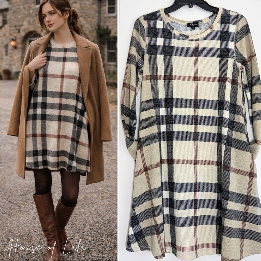Plaid Long Sleeve Dress